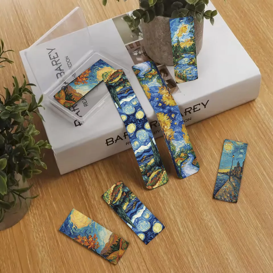 Van Gogh Bookmark Gift Set - 5 Magnetic Page Markers with Landscape Art Design for Books, Notes, Reading Enthusiasts