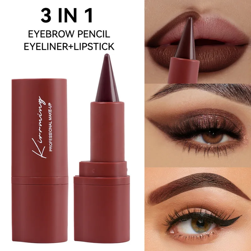 

KIRRMING 3-in-1 Eyebrow Pencil, Eyeliner, and Lipstick: Waterproof, Long-lasting, and Versatile