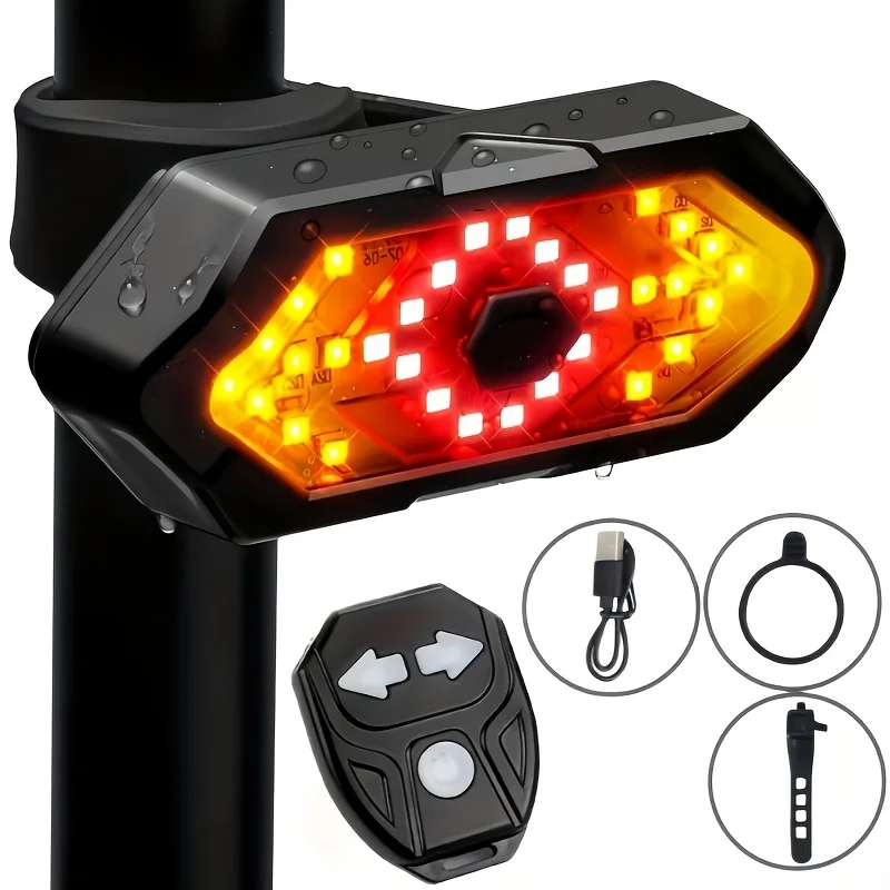 LED Bike Rear Tail Light, Safety Alert Speaker with Left/Right Turn Signals, Ultra-High Visibility, 650mAh, 120 Lumens Bright