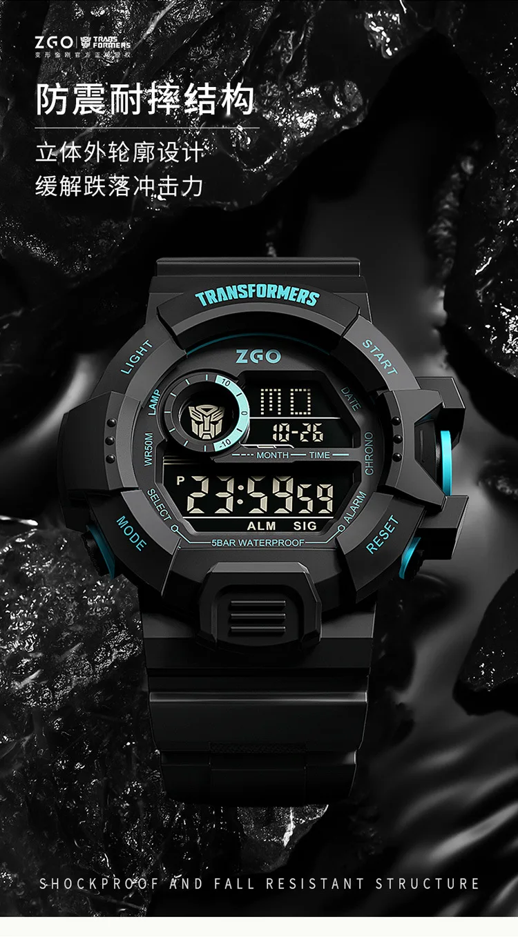 Transformers Co Branded Watch 2024 Waterproof Night Light Fashion Sports Boys Electronic Watch