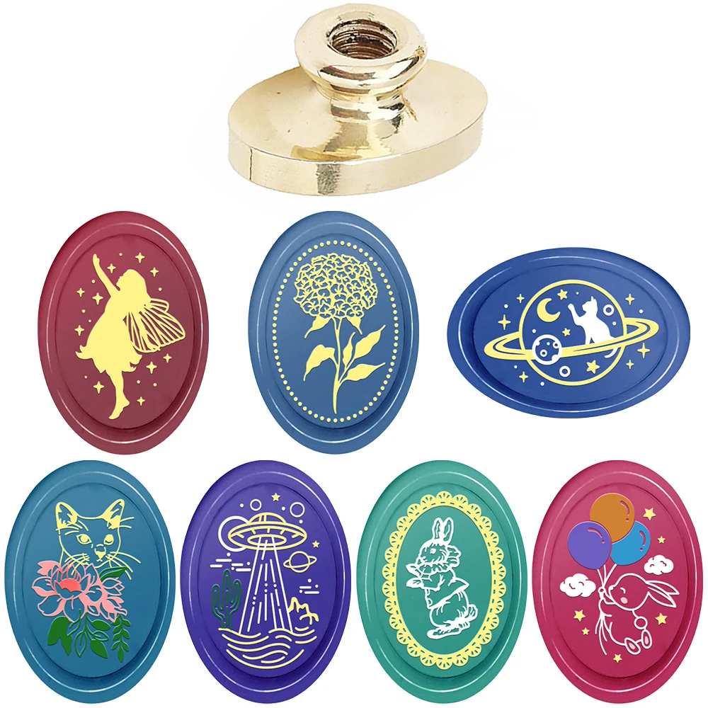 1pc ovale Wachs siegel Briefmarken Fee Engel Blume Hase Katze Ballon Erde gemischtes Muster für DIY Dekor Umschlag Grußkarten Handwerk