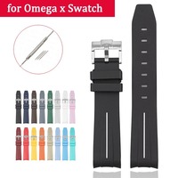 20mm Curved End Rubber Strap for Omega x Swatch MoonSwatch Men Women TPU Sport Waterproof Diving Bracelet Band Watch Accessories