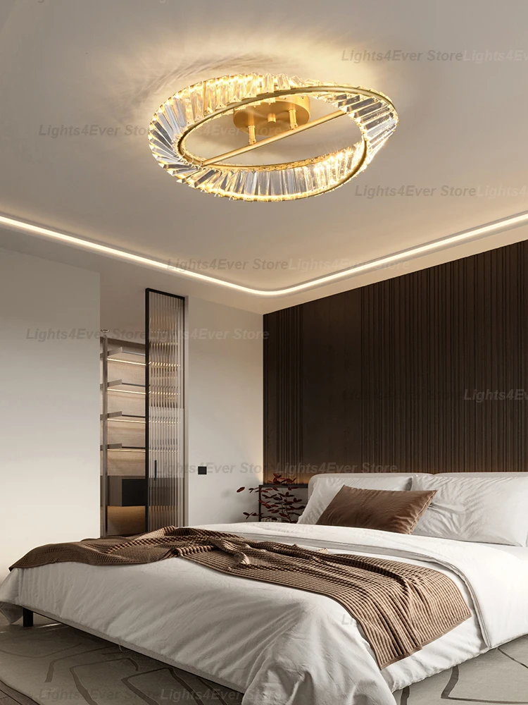 Modern Lustre Round Crystal Ceiling Light Home-applicant Home Decor LED Dimmable Light Comfort Lamp For Living Room