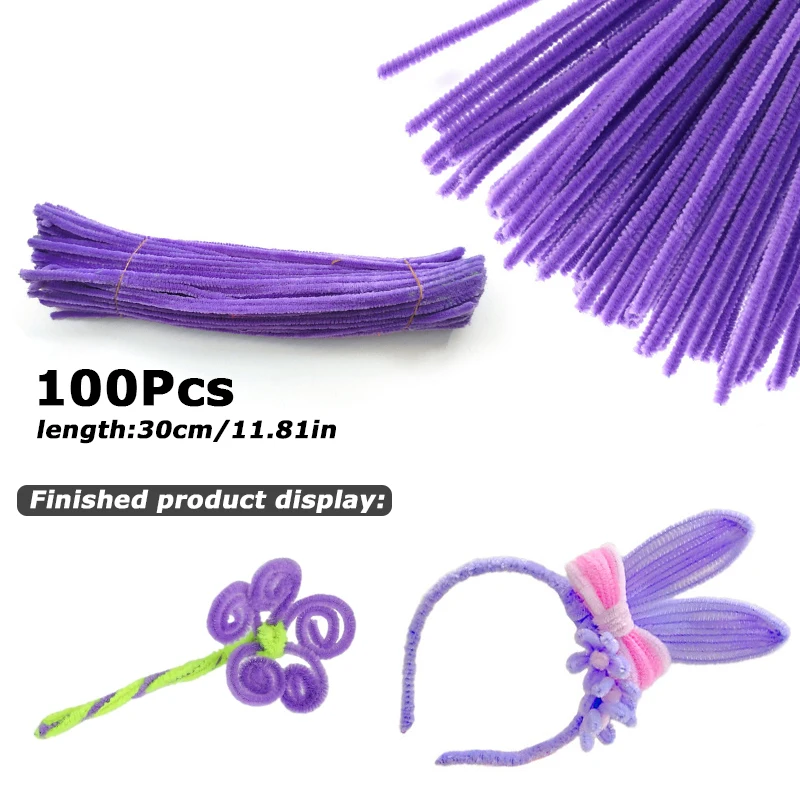 100 Stücke 30 cm Farben Chenille Stem Twisted Rod Eisendraht DIY Handwerk Wolle Wurzel Flauschigen Bar Verdrehen Dekor Rohr reiniger Plüsch
