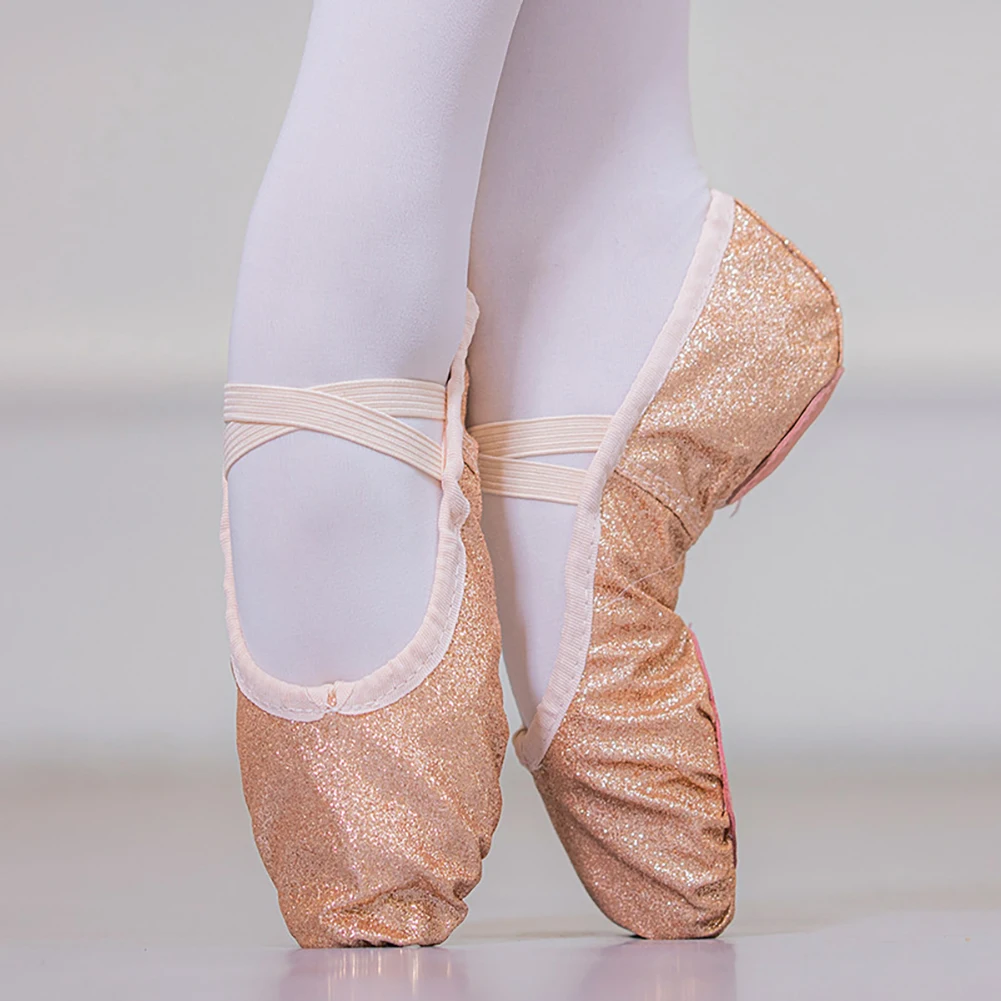 Novo ballet sapatos de dança yoga ginásio chinelos planos glitter rosa ballet sapatos de dança para meninas crianças professor