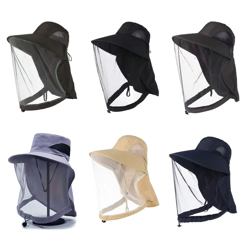 Anti-UV Sports Hat Fishing Insect Protective Cap Breathable Full-Mesh Head Net Hat Camping Hiking Hat Adjustable Unisex Hat