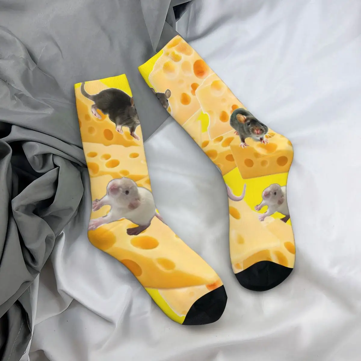 All Seasons Crew Stockings Rats Mouse Animal Cheese Socks Casual Long Socks for Men Women Valentine's Day Gifts