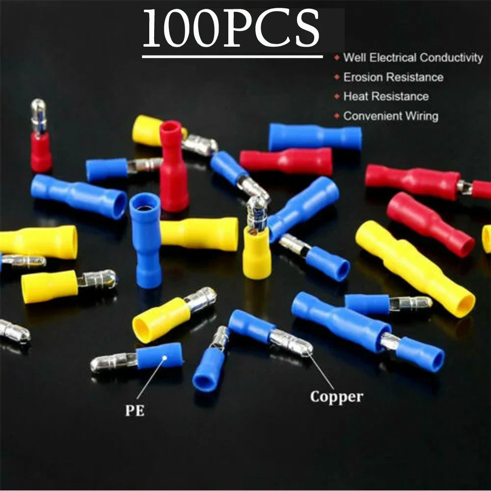 

50/25/10/5Pairs Female and Male Insulated Electric Quick Splice Wire Terminals Crimp Connector Bullet terminal for 22~10AWG