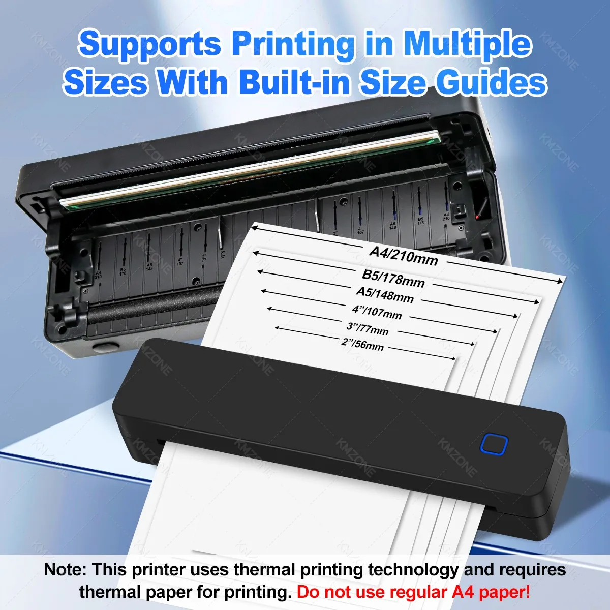 A4 Mini Bluetooth Thermal Printer Wireless Inkless Mobile Travel Maker A4 Fold Papers Compatible with iPhone Android Window