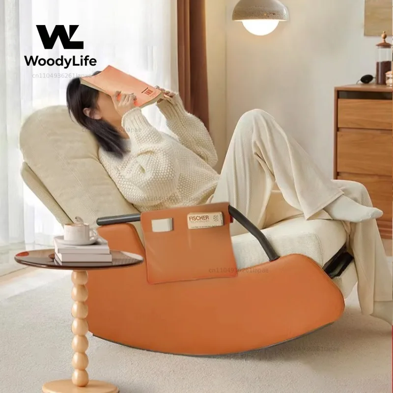 Reclining Rocking Chair, Multi-Level Adjustable Single Sofa for Living Room, Lazy Chair That Can Lie Down and Sleep for Home