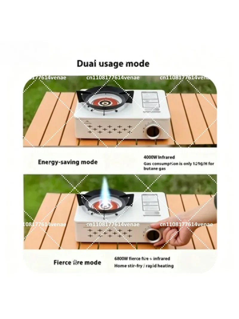Portable White Camping Stove with Griddle Top, Compact Outdoor Stove for Picnics, Camping, and Family Gatherings