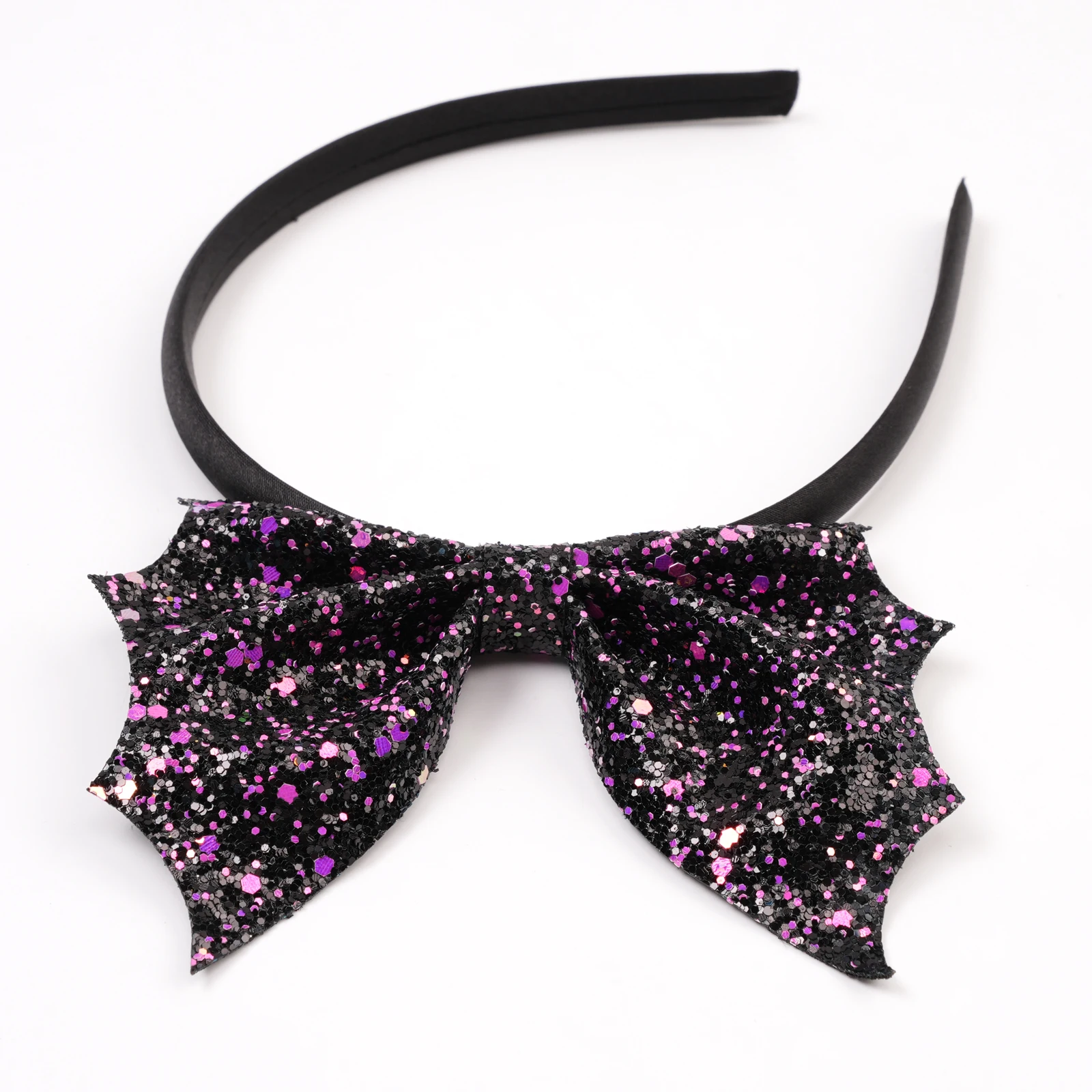 2025 الكلاسيكية بولي Leather الجلود الخفافيش الجناح الشعر القوس الساتان الفتاة هيرباند اليدوية حفلة تأثيري إكسسوارات الشعر HalloweenDIY أغطية الرأس