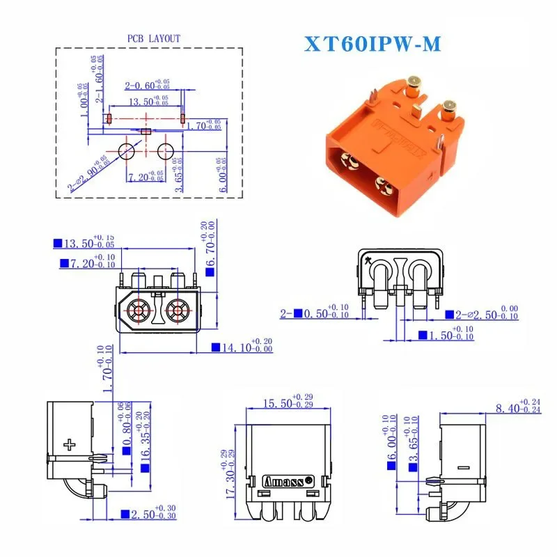 30A XT60IPW-M Amass Aircraft Model Power Battery Plug with Signal Pin Male Female 2+1 DC XT60I-F/M Connector Bullet Plugs For RC