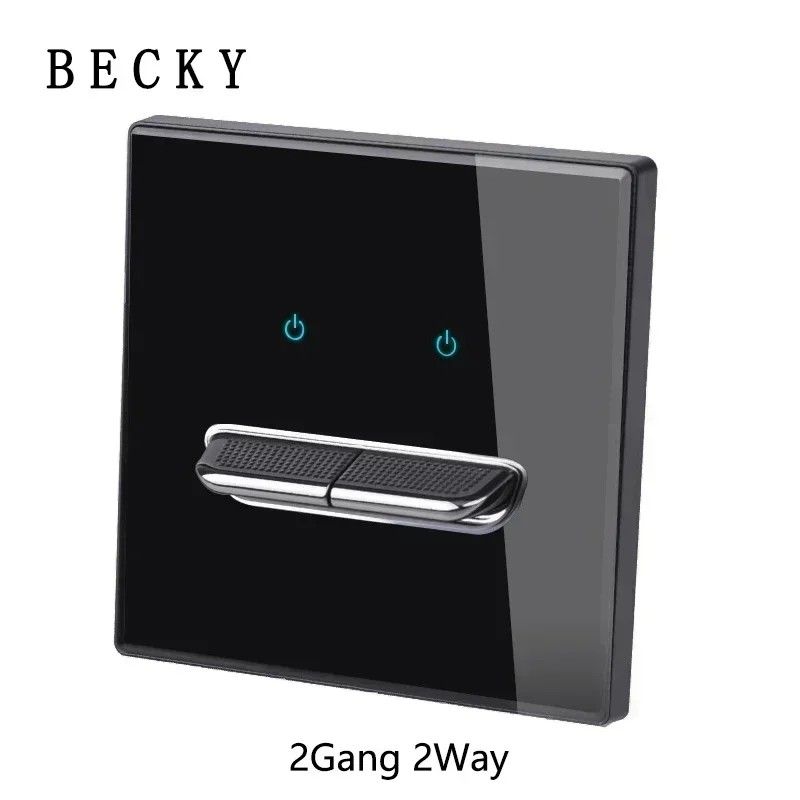 Black Tempered Glass Wall Switch Panel Led European 16a Socket Retro Toggle Light Switch Eu Uk Standard 2usb Socket 1Gang-4gang image 3