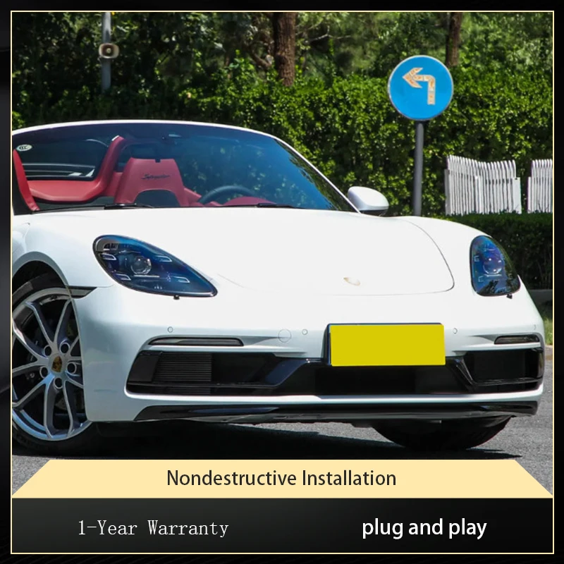 Car Lamps For Porsche Cayman boxster 718 2016-2023 Front Lights LED Turn Signal DRL Headlight HID Lens Refit Auto Tool Accessory