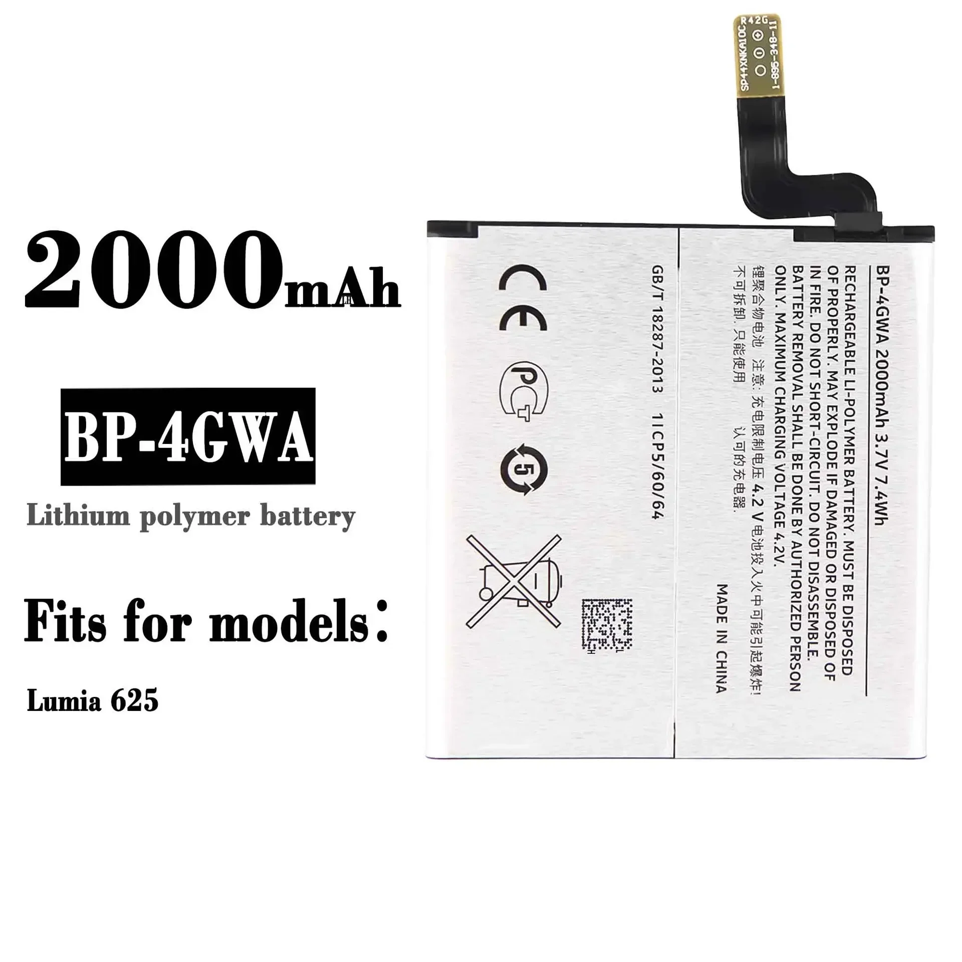 Высококачественный Сменный аккумулятор для Nokia Lumia 625 BP-4GWA 2000mAh мобильный телефон, новые батареи большой емкости