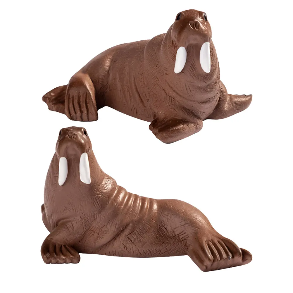 2Pcs Realistic Resin Walrus Beach Scene Decorations for Miniature Landscapes DIY Micro Terrariums Marine Animal Ornament Small