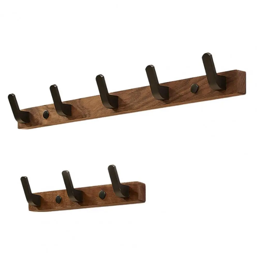 Long-lasting Coat Rack Sturdy Walnut Wood Coat Rack with 5 Hooks Heavy Duty Wall Mount Jacket Hanger Easy Installation for Home image 5