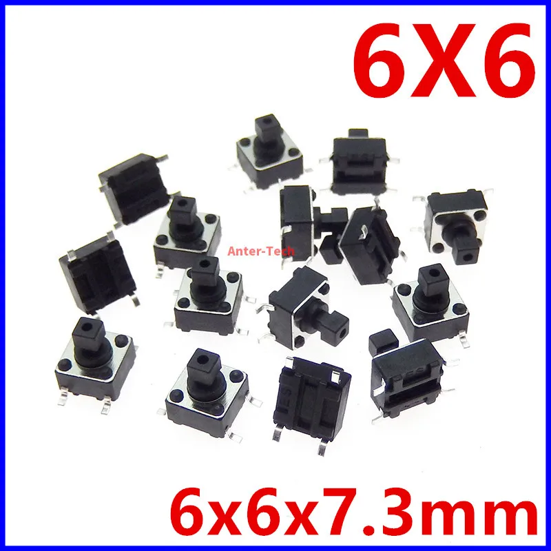 50PCS SMT 6*6* 7.3    6X6X7.3    6X6X7.3mm 4PIN patch switch Micro push button switch reset switch PCB SMD