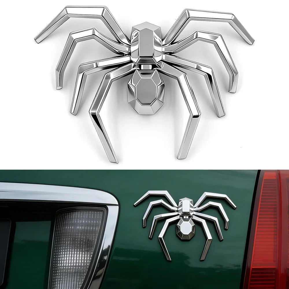 1/2/5/10/20Pcs 3D Spider Shaped Auto Emblem Decal, Chrome Plated Stereo Car Sticker, No Damage Paint Adhesive Badge, Decorative