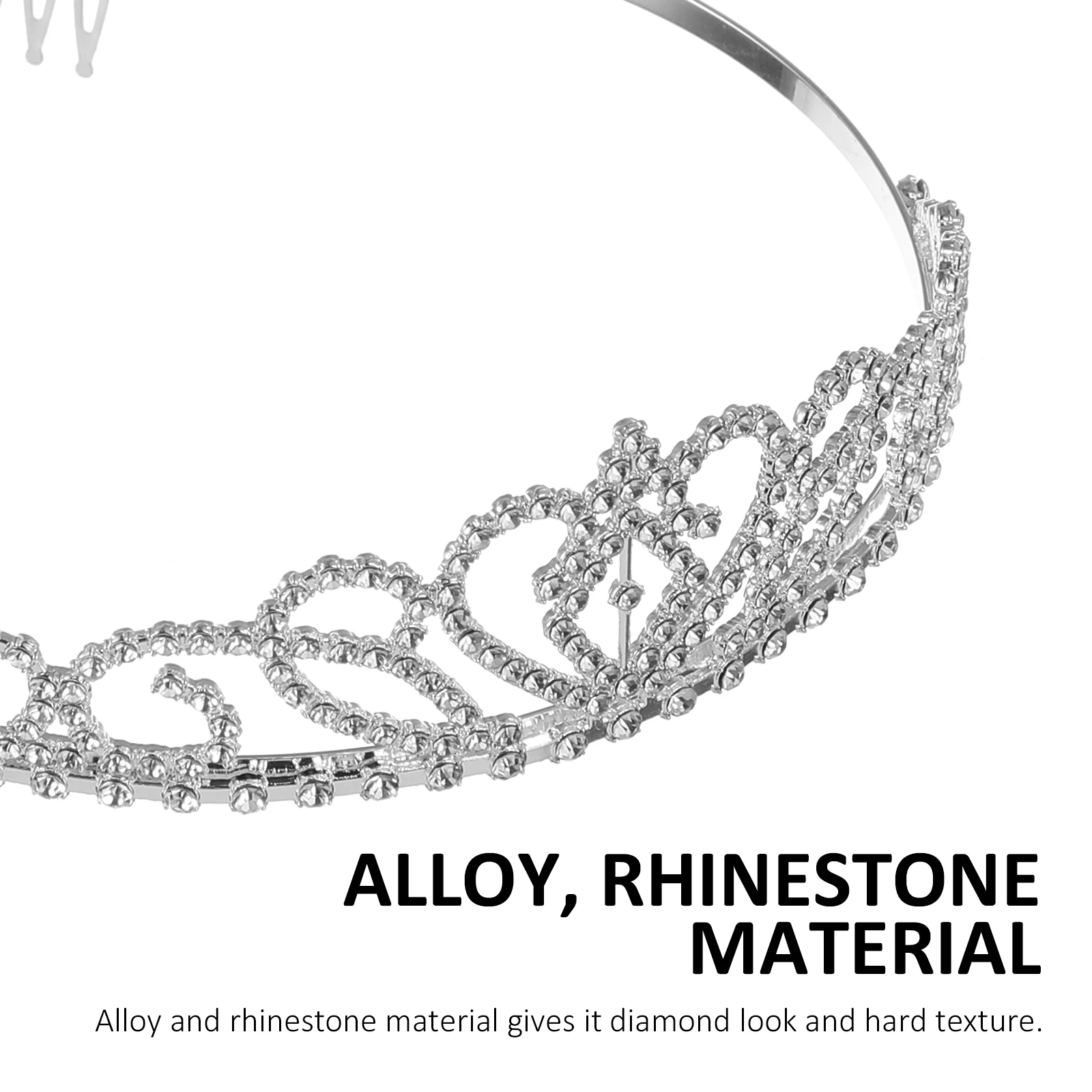 

Shiny Hairband 15.4 Inch 7.76x1.34 Inch Silver Alloy Rhinestone Hard Texture Diamond Look Wedding Bridal Party Occasions Girls