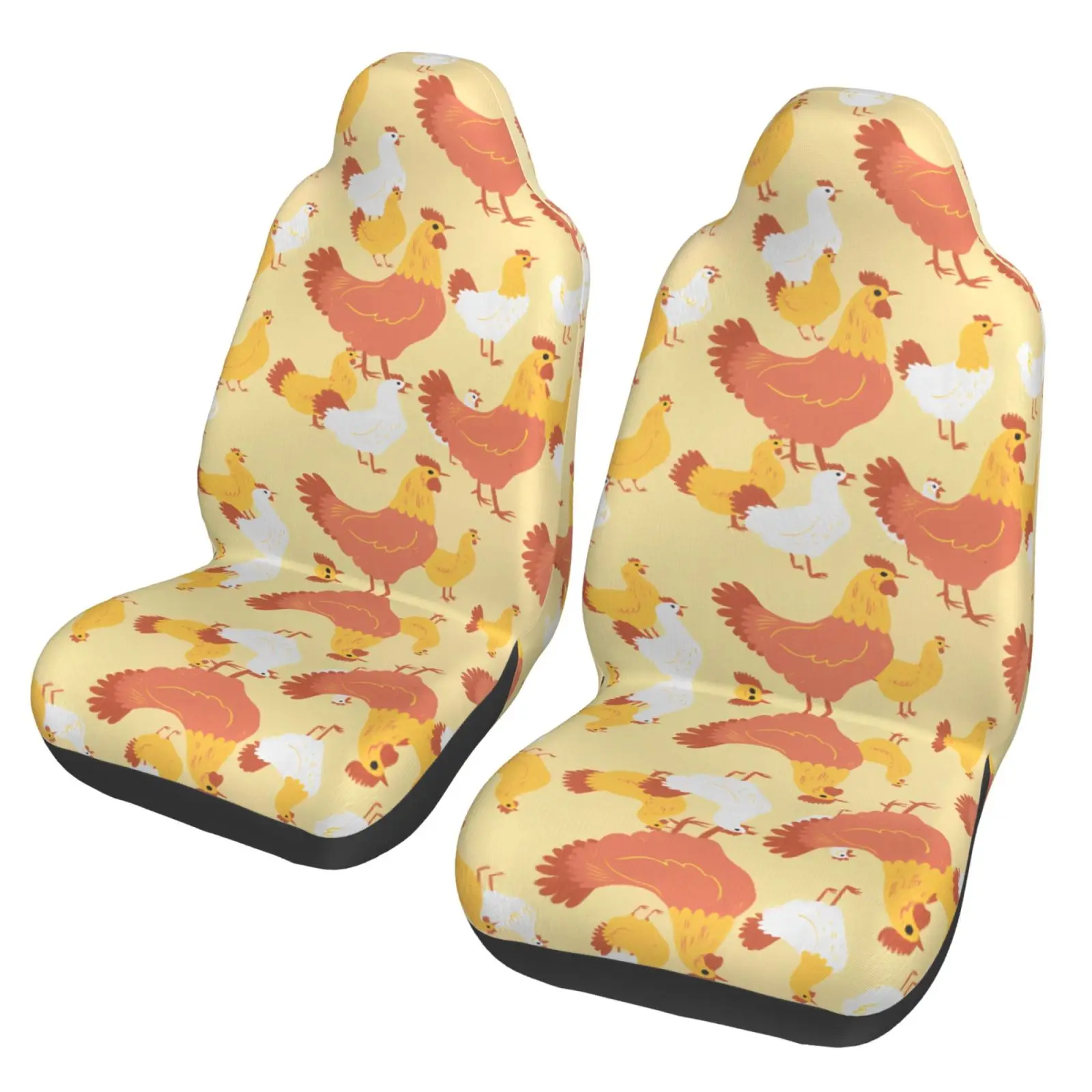 Poultry Chicken and Roosters Pattern Universal Car Seat Covers Fit Any Car Truck Van SUV Auto Seat Cover Protector 2 Pieces