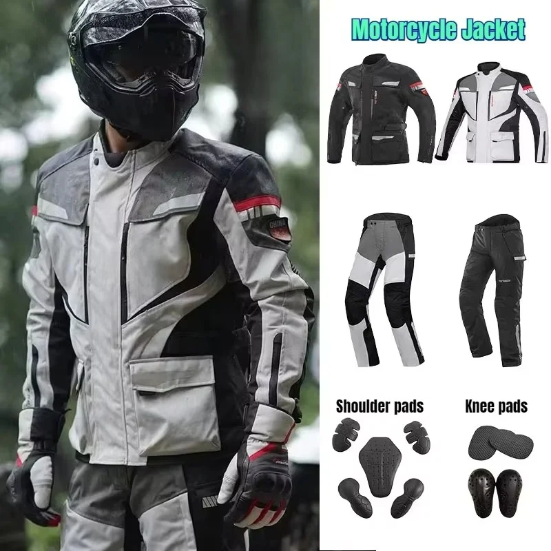 Warm Waterproof Motorcycle Jacket Pants Winter Motorbike Jersey Suit Men's with CE Protectors Motocross Rally Suit 모터사이클 재킷