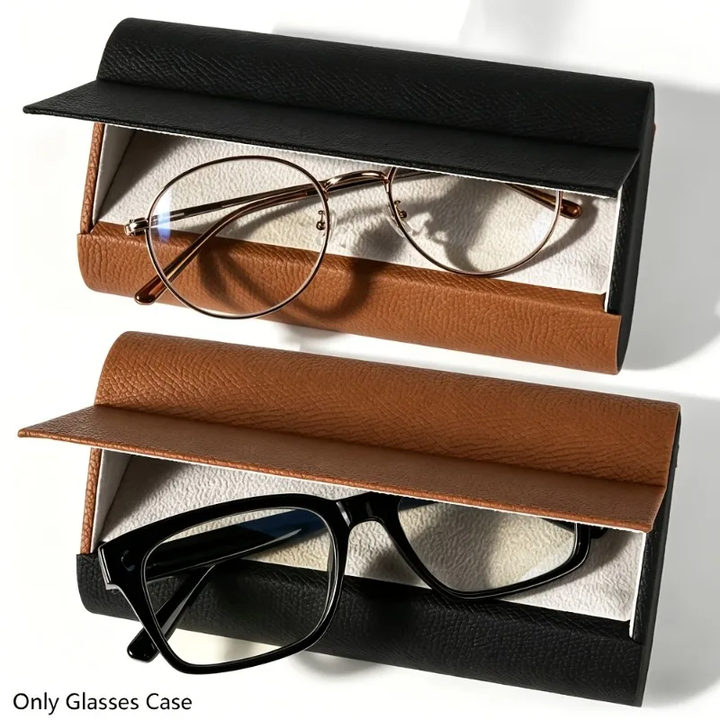 Double Layer Glasses Case Sturdy Faux Leather with Magnetic Closure Holds 2 Pairs of Eyewear Unisex Organizer​ Eyewear Cases