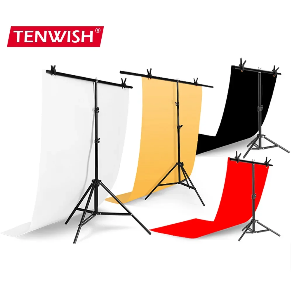 TENWISH Supporto per fondale in vinile a forma di T da 2 m Sistema di supporto per sfondo in PVC per la ripresa di prodotti Chroma Key Green Screen