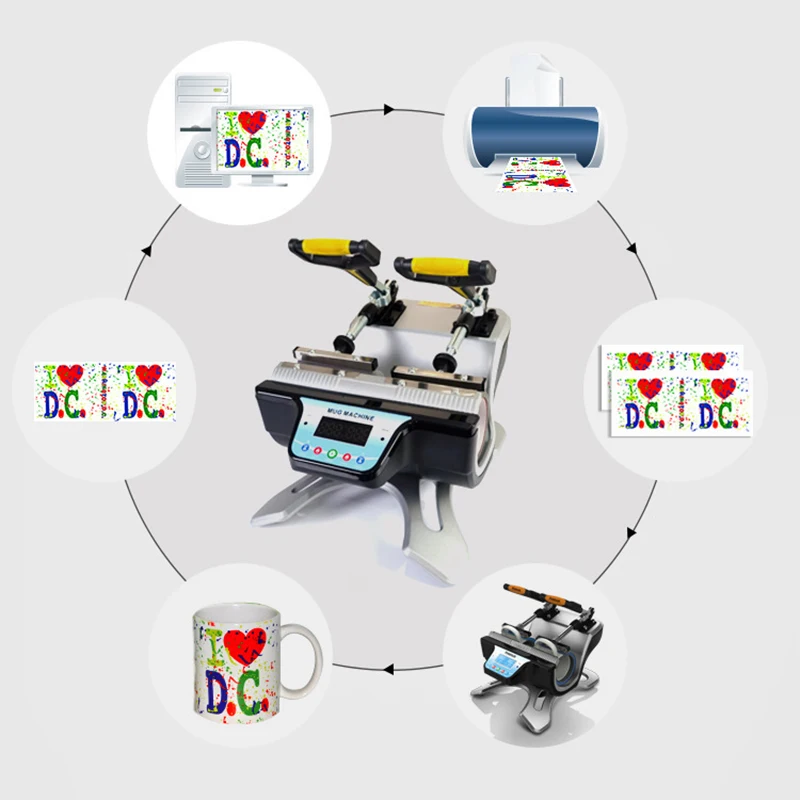 110V/220V Mug Heat Transfer Printer ST-210 Mini Dual-Station Mug Press Mug Sublimation Transfer Printer 11/17/15/10 oz