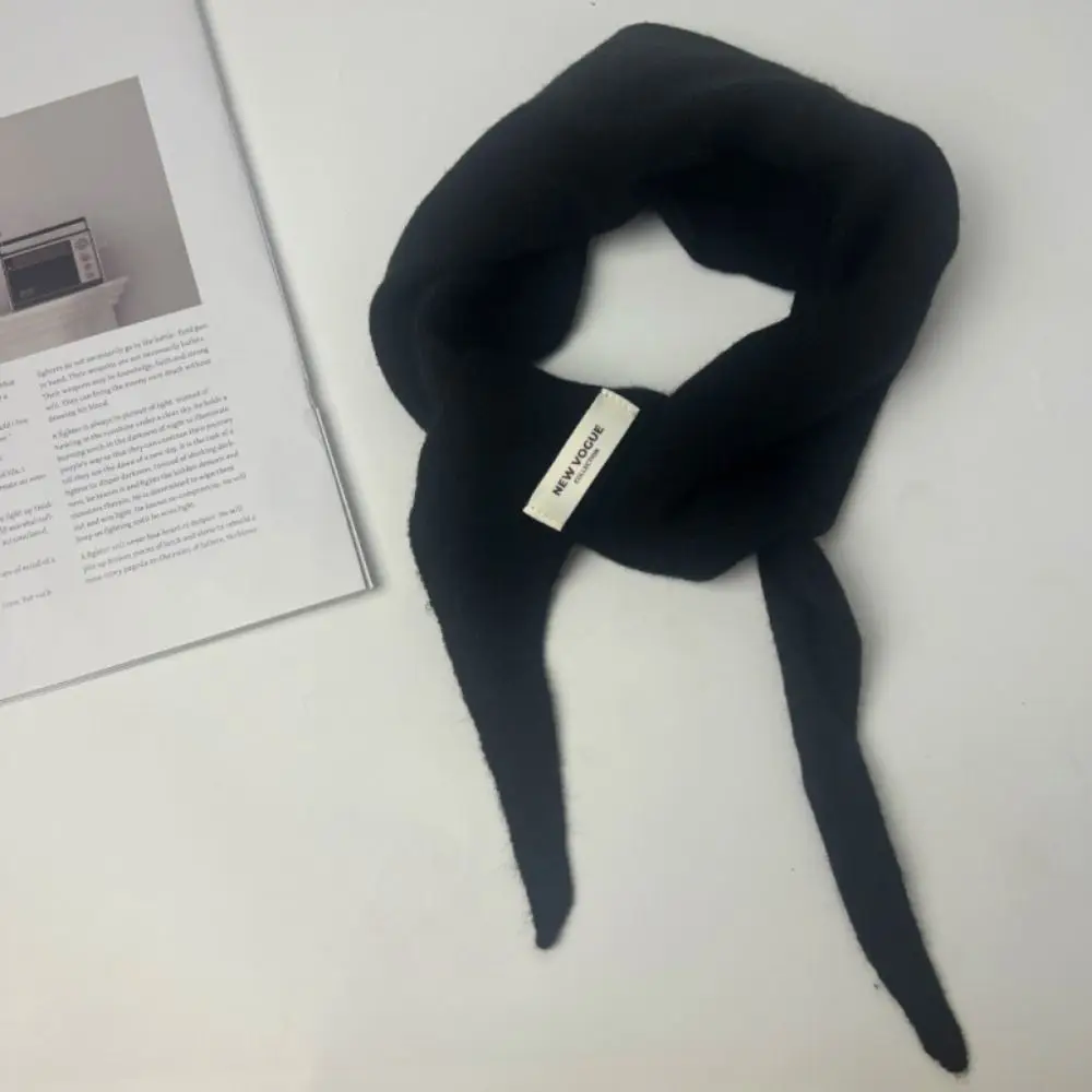 Multicolor Shawl with Tie Warm Triangular Shape Knitted Scarf Short British Korean Style Multi-functional Scarf Winter