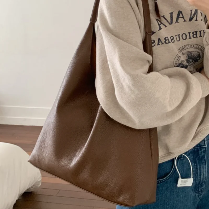 

Women's Casual Style Faux Leather Large Capacity Hobo Tote Bag, Ideal for Daily Use, School Commute, Weekend Outings & Shopping