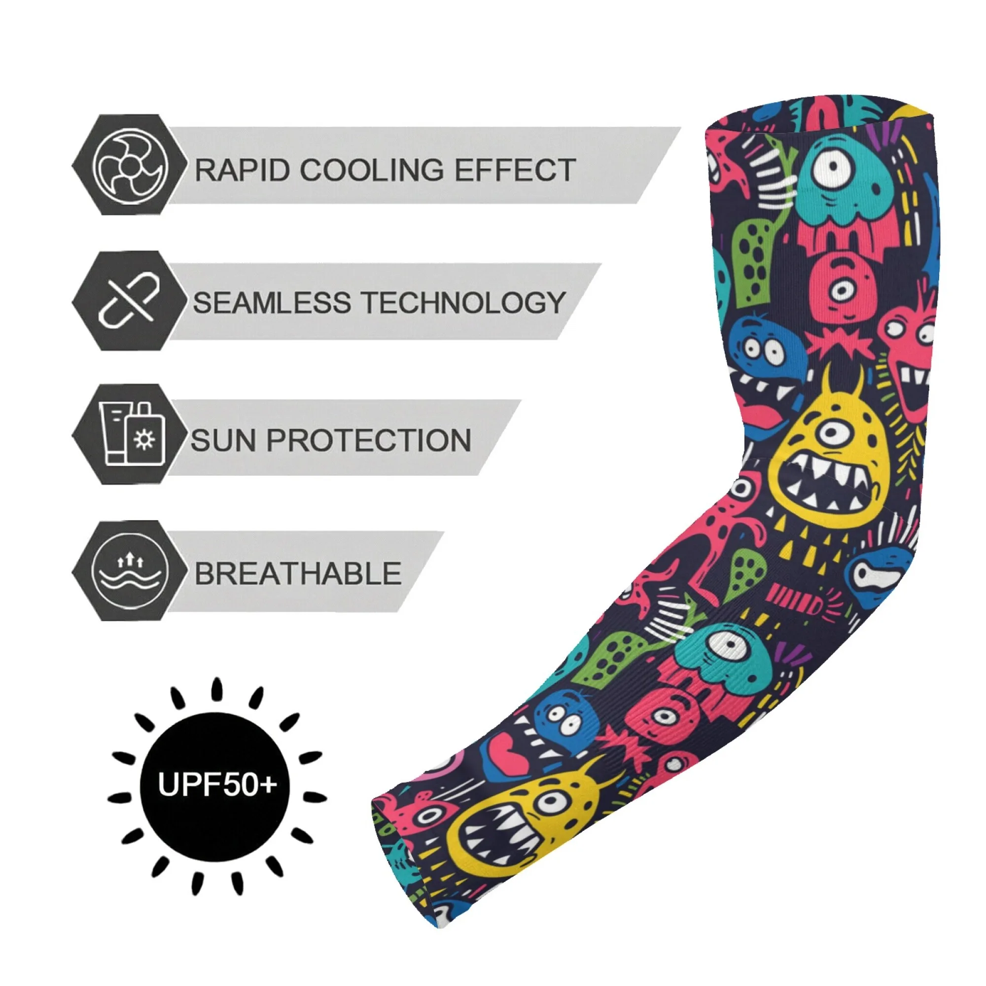 

Cute Monster Arm Sleeve Elastic Breathable Non-slip Protective Sleeve Happy Outdoor Sports Gardening Fishing Protective Sleeve