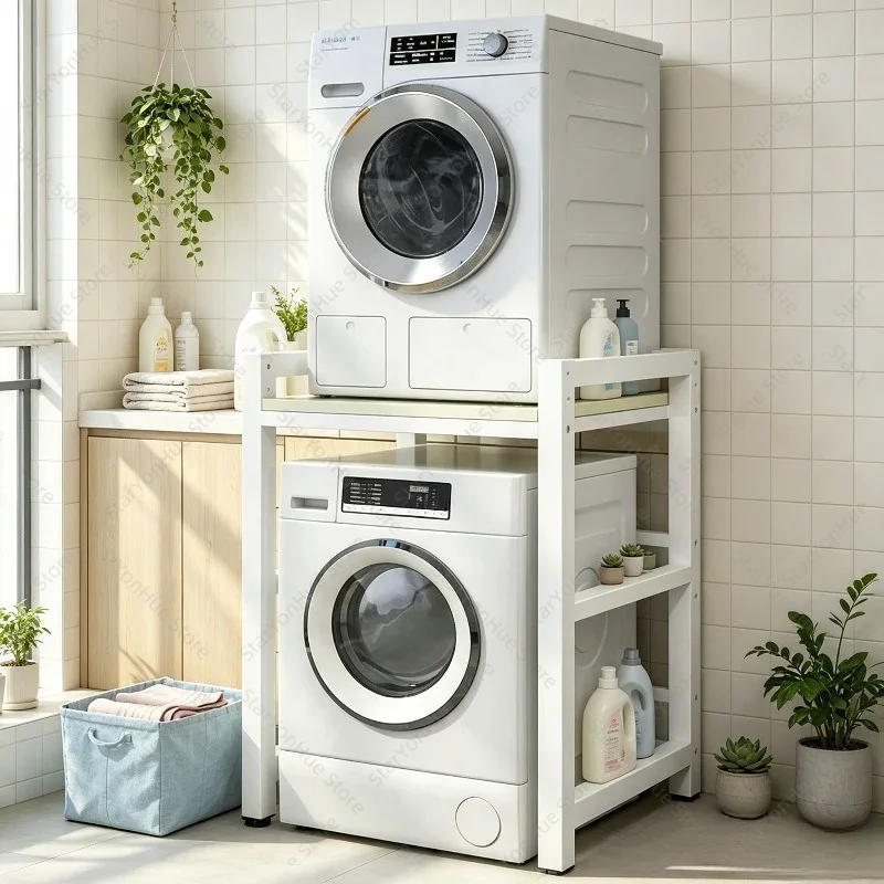 Multifunctional Floor‑Type Washing Machine Storage Rack, Laundry Dryer Organizer Shelf for Balcony Bathroom Home Use