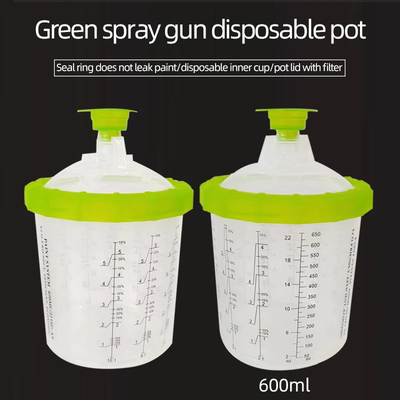 

50 Pcs Spray Gun 600ML Capacity Auto Industry Craft Spray Gun Disposable Plastic Cup Disposable Pot Screw Connector Spray Paint