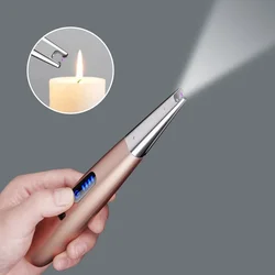 New Pulse Plasma USB Charging Portable LED Lighting Windproof Metal Single Arc Home Kitchen Outdoor Camping Barbecue Men's Gifts