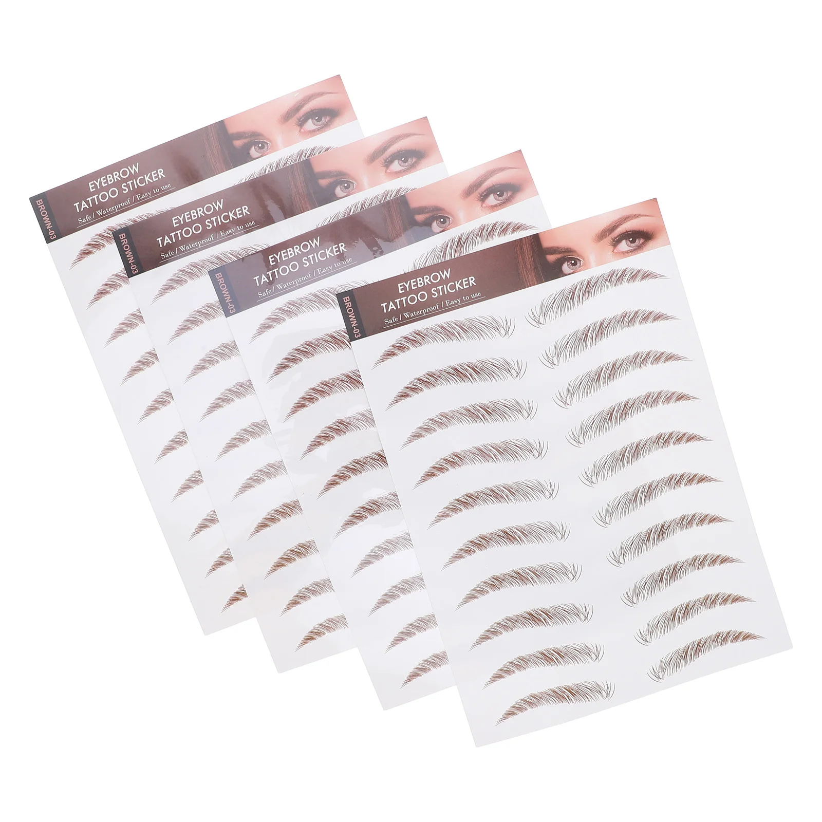 

4pcs Transfer Stickers Waterproof 6D Hair-Like Reusable Fake Eyebrow Stencils For Women Imitation Eyebrow Makeup Tool False