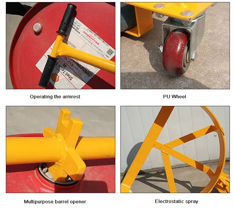 Factory500kg capacity 55 Gallon Wheel Oil Drum Cart Oil Drum Mover Barrel Trolley for Construction