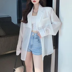 2023 New Spring and Autumn Korean Edition Thin Breathable Fashion Splice Commuting Simple Casual Loose Sunscreen Suit Coat