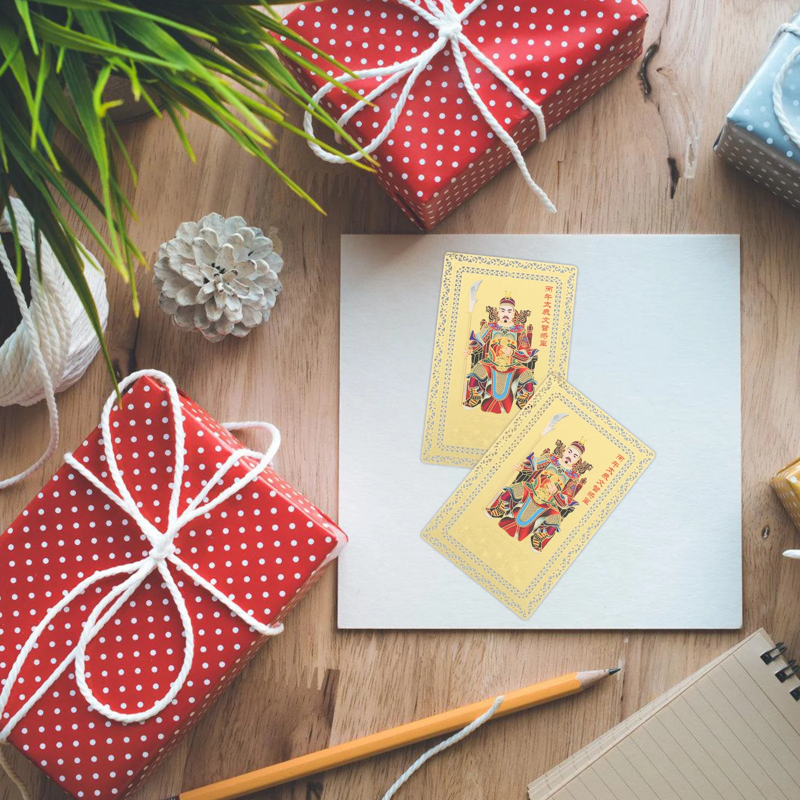 

4pcs 2026 Tai Sui Amuletcopper Chinese Zodiac Horse Year Protection Charm Feng Shui Blessing Card With Wealth Symbols Keychain