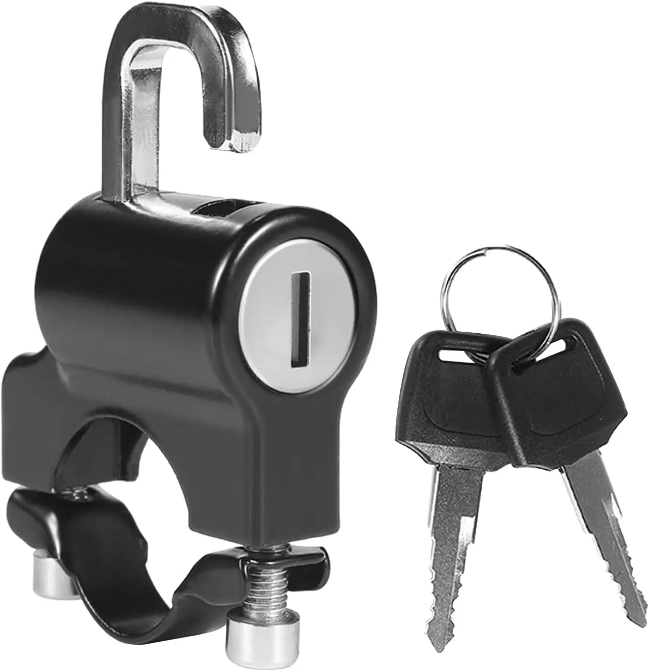 Universal Motorcycle Helmet Lock Anti-Theft Electric Security Fixed Lock Multi-Function Metal 22mm-26mm Black with 2 Keys for Bi