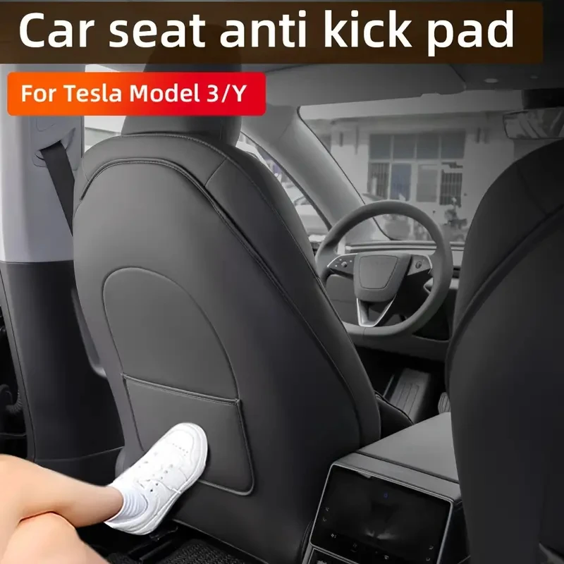 Car Seat Back Protective Mat For Tesla Model 3 / Y Full Seat Anti Kick Pad Leather Anti Scratch Protector Mats Car Accessories