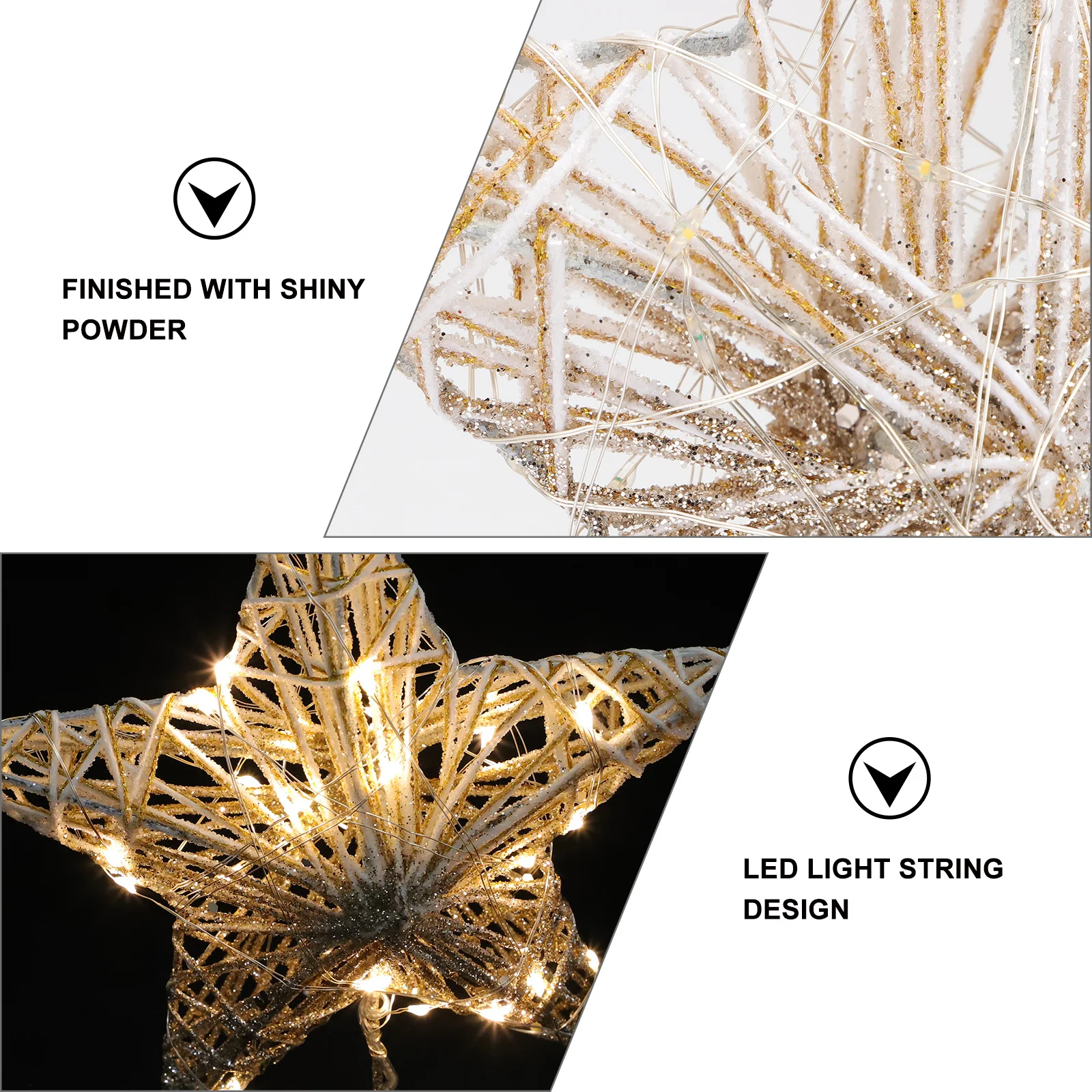

Christmas Star Tree Topper Iron Shiny Coated Led Lighted Pentagram Decor For Holiday Party Xmas Tree Decoration