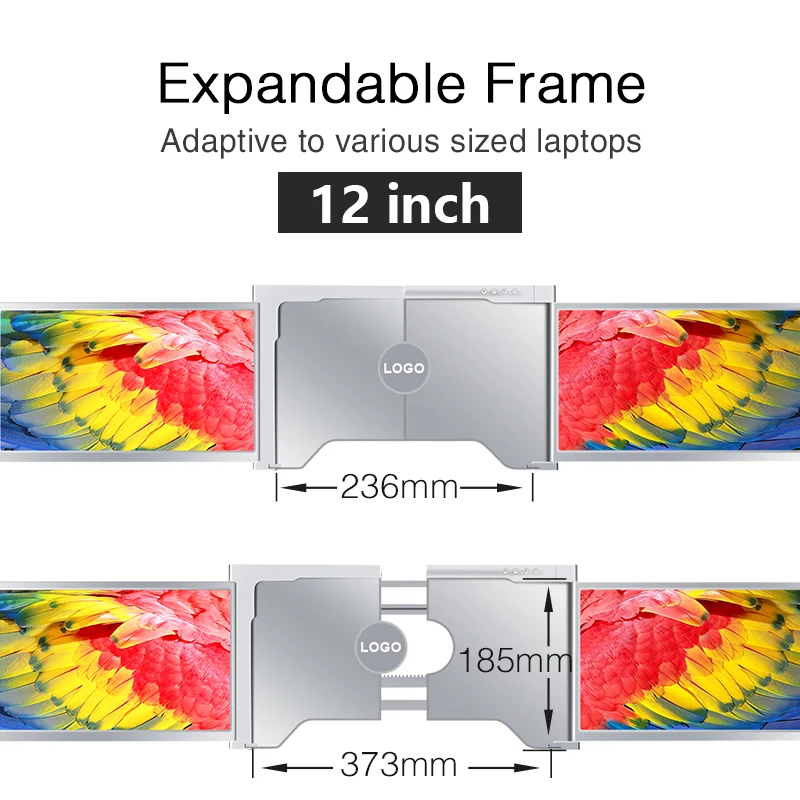 Triple Screen Full HD LCD Display IPS Panel Laptop Stand Retractable Monitor Compatible with Mac