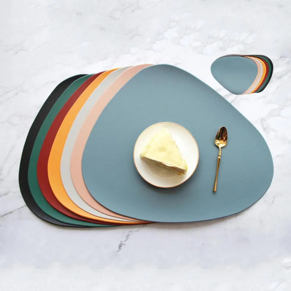 Faux Leather Placemats Waterproof & Heat Resistant Table Pads Washable Double-Sided Coasters for Indoor Outdoor Dining