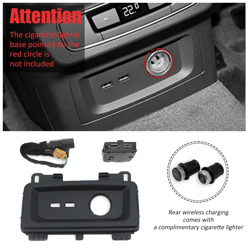 80D 863 324 A 80D863324A 6PS 3GB 035 954 3R0 919 311 For Audi Q5 FY 2017-2025 Rear panel USB cigarette lighter