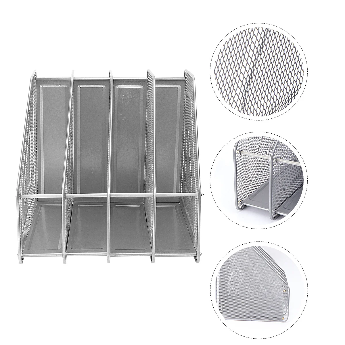 

Mesh Metal 4 Compartment Desktop Documents Organizer Rack Black Freestanding Magazine Folder Holder Desktop Storage Holder