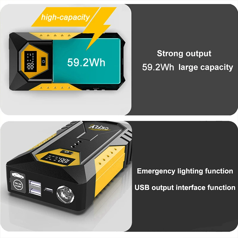 GKFLY Power Bank 3000A Starthilfe Tragbares Ladegerät Auto Booster 12V Auto Startgerät Notfall Auto Batterie Starter – Detail 12