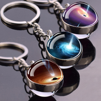 Esspoc Glow In The Dark Multicolor Planet Galaxy Keychain Universe Key Chain Outer Space Astronomical Jewelry Glass Ball Keyring