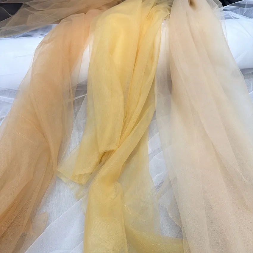 Autumn Ear of Rice Light Green Champagne Golden Yellow Transparent Soft Gauze Ceiling Voile Clothing Tulle Fabric Fabric